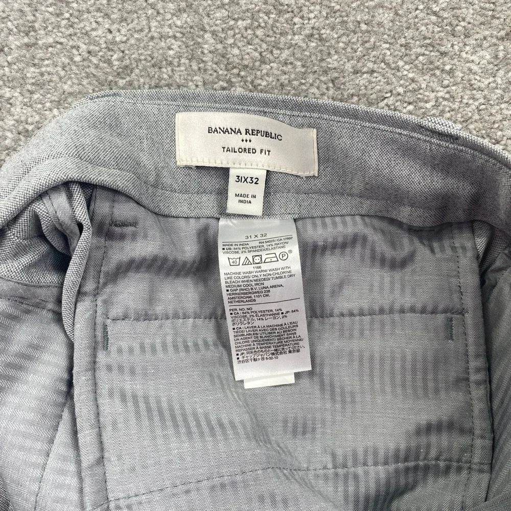 Banana Republic Dress Pants Mens 31x32 Grey Tailored Fit Stretch Trousers